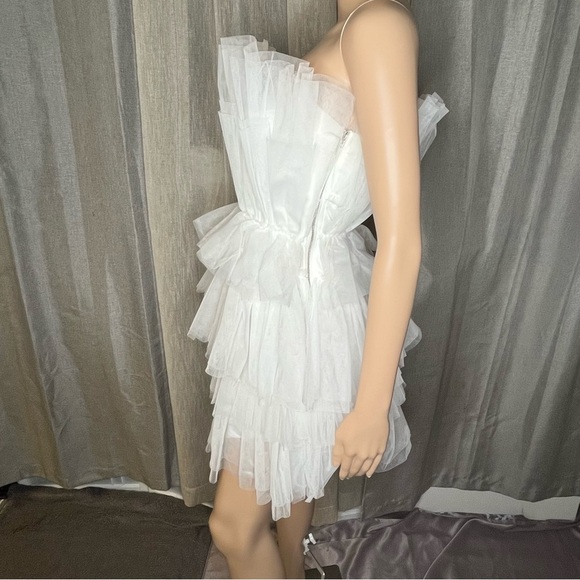 Lulu's Intentions White Strapless Mini Tiered Tulle Dress - Picture 5 of 13